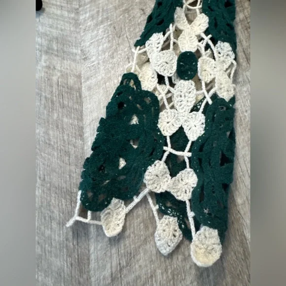 Rebellion size XS cream/green crochet long sleeve top- very good condition - Picture 6 of 11